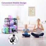 Dumbbell Rack, Weight Rack for Home Gym, 400LBS Metal Home Gym Storage with Lockable Wheels & 4 Adjustable Hooks, Weight Stand for Yoga Mat Storage, Dumbbells, Kettlebell, Foam Roller - Image 6