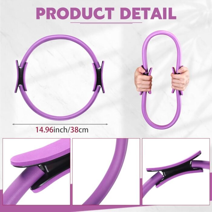 Syhood Pilates Ring 11. 81 Inch Pilates Circle Yoga Ring Magic Lightweight Flexible Workout Equipment for Fitness Physical Therapy Resistance Exercise Arms Legs - Image 3