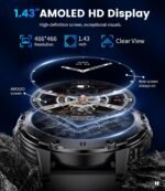 Military Smart Watches for Men(Answer/Make Calls) with LED Flashlight,530mAh Large Battery,1.43’’ AMOLED Fitness Tracker Heart Rate/SpO2/Sleep Monitor 5ATM Smartwatch for Android iOS,Silicone - Image 4