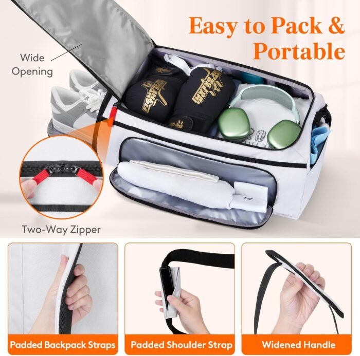 Lifewit Gym Bag for Men & Women with Shoe Compartment, 40L Carry On Duffle Bag for Travel, 3 In 1 Waterproof Weekender Workout Overnight Sports Backpack with Dry and Wet Seperation, Silver Gray - Image 6
