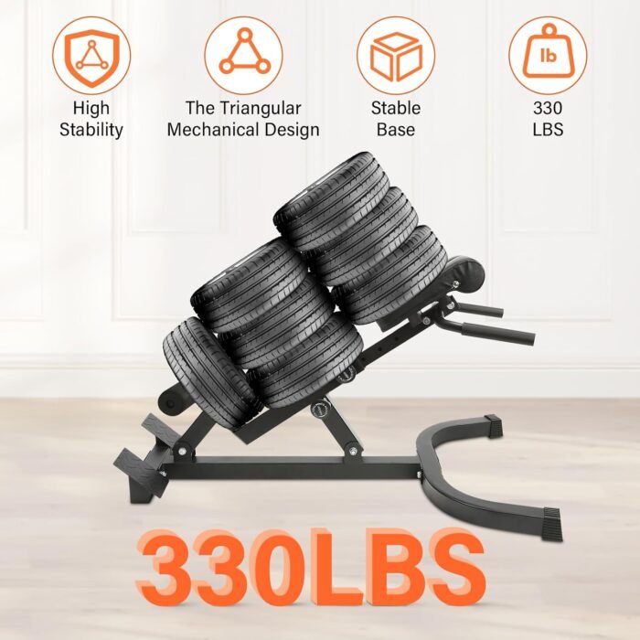 Roman Chair Back Extension Machine Foldable 5 Position Sit up Multi-Functional Hyperextension Back Strength Exercise Bench 330 lbs for Home Workout Gym Fitness Equipment - Image 6