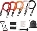 11 PCS Resistance Bands Set, Exercise Tubes 63 inchs, Workout Bands with Handles,Door Anchor,Ankle Strap, Elastic Exercise Bands for Men Women with Protective Nylon Sleeves - up to 200lbs - Image 2