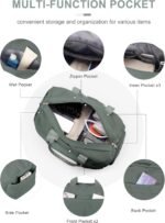 Gym Bag for Women Men with Shoe Compartment, Sport Duffel Bag, Waterproof Travel Weekender Overnight Carry on Bag for Yoga with Trolley Sleeve, Green - Image 7