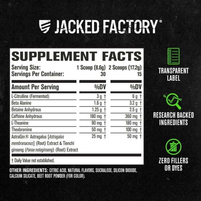 Jacked Factory NITROSURGE Pre Workout Supplement - Endless Energy, Instant Strength Gains, Clear Focus, Intense Pumps - NO Booster & Preworkout Powder with Beta Alanine - 30 Servings, Cherry Limeade - Image 7