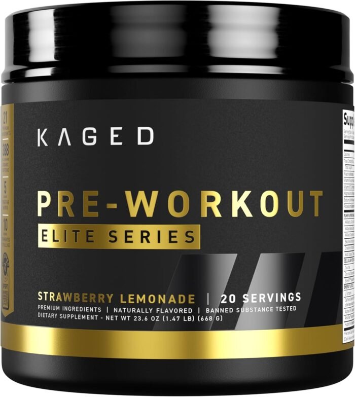 Kaged Pre Workout Powder Pre-Workout Elite for Men & Women, High Stimulant for Energy, Focus, Pumps, L-Citrulline, Beta Alanine, Creatine & 388mg of Organic Caffeine, Strawberry Lemonade - Image 2