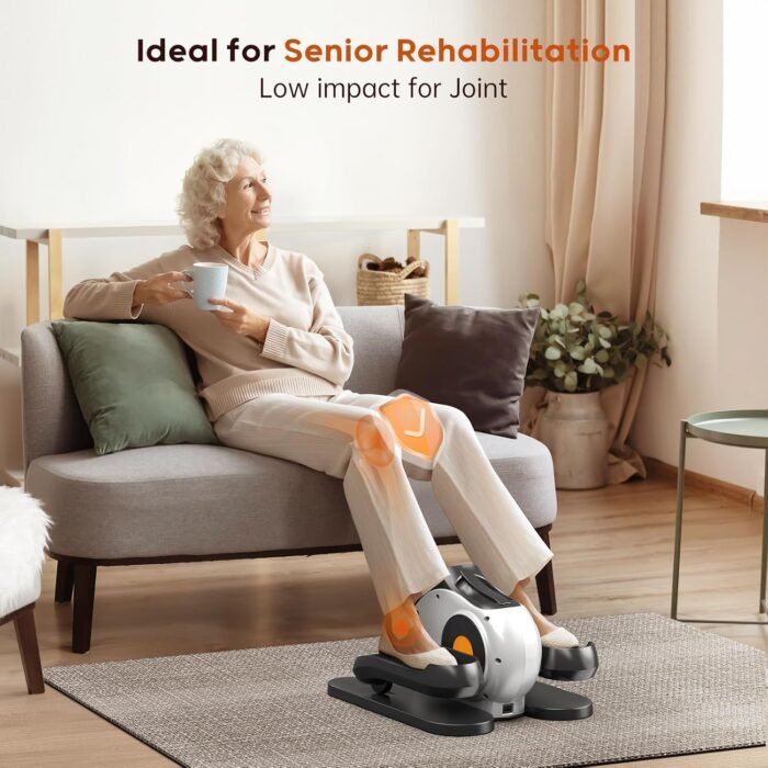 Under Desk Elliptical for Seniors, 2-in-1 Electric Leg Exerciser with Remote, 10 Resistance Levels & 10 Speeds, 3 Auto Modes, Quiet & Fully Assembled, Non-Slip Pedals - Image 6