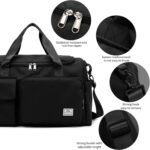 Travel Duffel Tote Bag with Dry Wet Separation Pocket, Weekender Bag for Women and Men,Waterproof Bag with Shoe Compartment Lightweight and Easy Carry on Black - Image 5