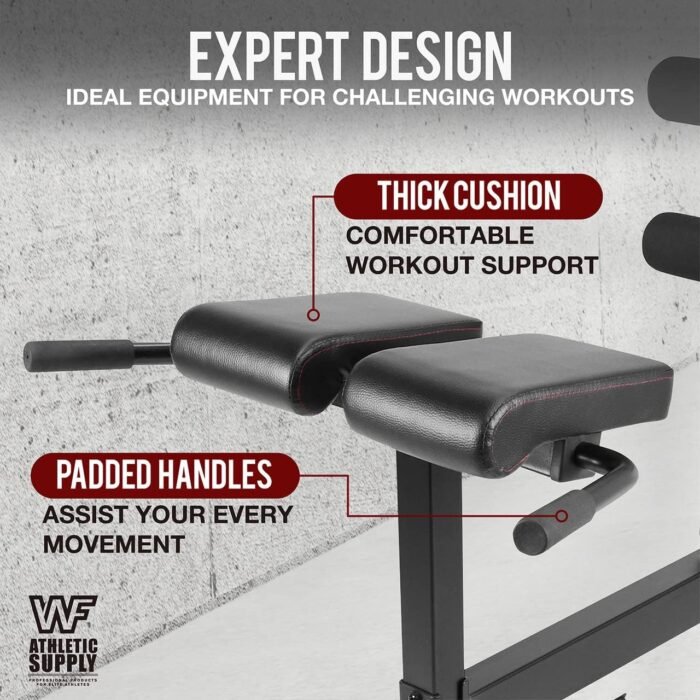CAPHAUS Adjustable Hyperextension 90 Degree Strength Roman Chair with Handle, Ab Bench Multi-Functional Weight Bench, Muscle Strength Training Fitness Back Machines for Full Body Workout - Image 6
