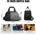 Small Gym Bag for Women & Men - 14 inch Mini Duffle Bag Weekender & Overnight with Shoe Compartment Travel, Sports, Workout, for Black - Image 6