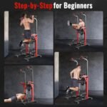 Pooboo Power Tower Dip Station Pull Up Bar for Fitness Home Gym Workout,Multi-Function Adjustable Height Fitness Strength Training Exercise Equipment,with Power Elastic Ropes - Image 7
