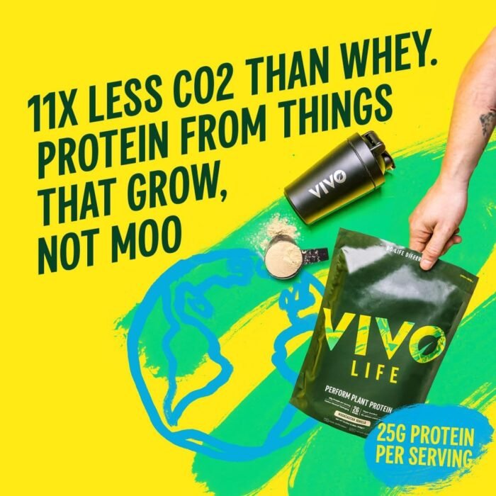 Vivo life Perform Plant Protein Powder - Vegan Strawberry & Vanilla, 26 Servings - 988g (34.85oz) - Pea & Hemp Protein Blend with BCAA - Image 4