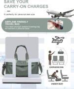 Gym Bag for Women Men with Shoe Compartment, Sport Duffel Bag, Waterproof Travel Weekender Overnight Carry on Bag for Yoga with Trolley Sleeve, Green - Image 4