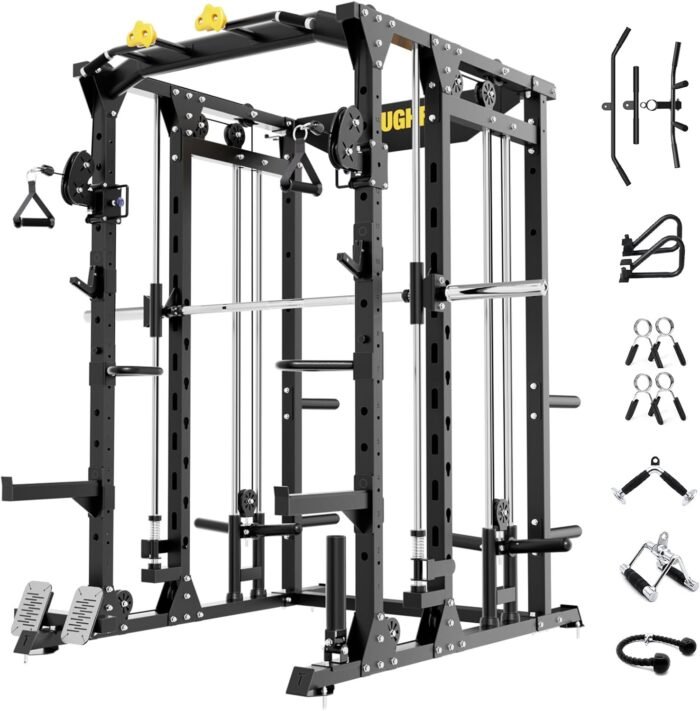 F4 Smith Machine, Power cage with Adjustable Cable Crossover System, All-in-One Squat Rack Training Equipment for Home Gym - Image 2