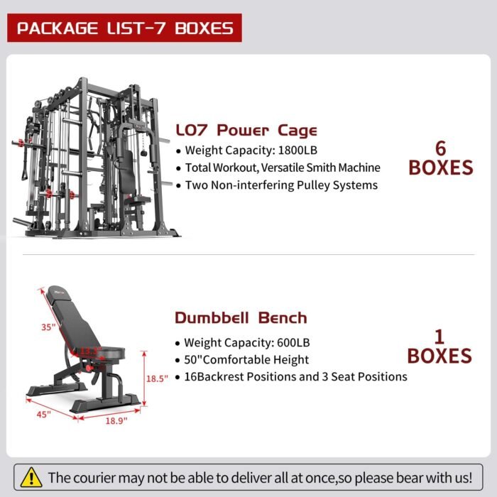Smith Machine，Multi-Function Squat Rack Power Cage with Cable Crossover System,with Optional Weight Bench, Olympic Barbell Weight Set, for Home Gym - Image 10