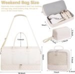 ETRONIK Weekender Overnight Bags for Women, Large Travel Duffle Bags with Shoe Compartment & Wet Pocket, Carry On Tote Bag Gym Duffel Bag with Toiletry Bags for Hospital 3 Pcs Set, Large Size, Beige - Image 3