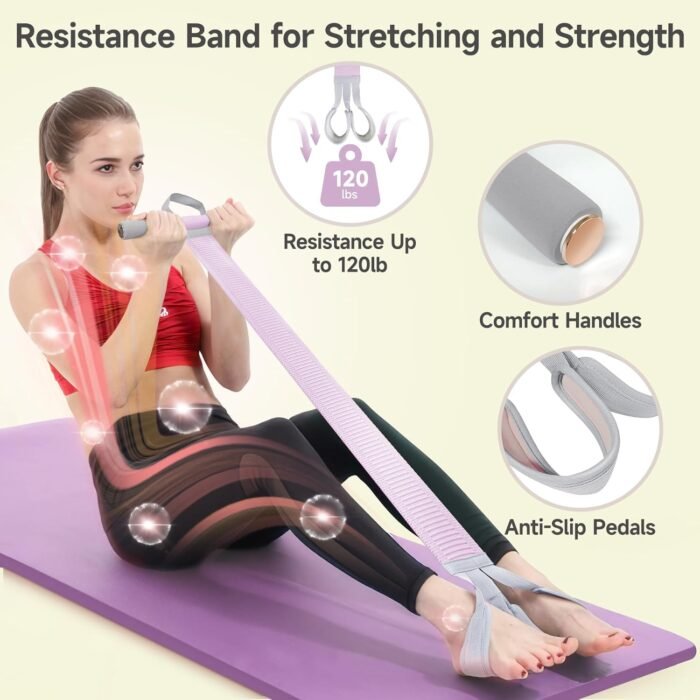 Fabric Resistance Band with Handles, 120lb Full-Body Excercise Band, Non-Slip Elastic Bands for Strength Muscle Training, Stretch Band Workout Equipment for Leg Arm Chest Core Wrist Ankle - Image 3