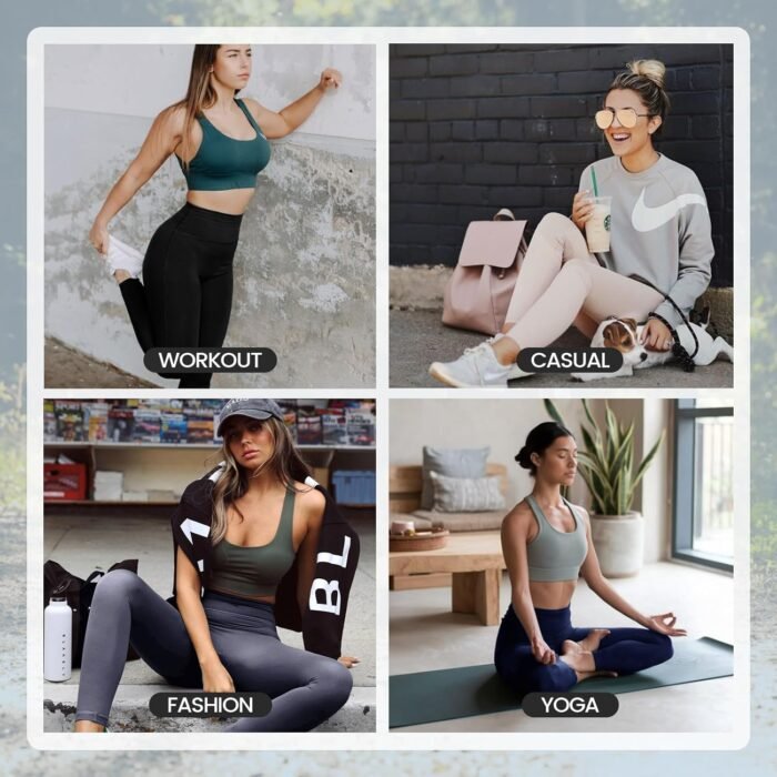 High Waisted Leggings for Women - No See Through Tummy Control Cycling Workout Yoga Pants with Pockets Reg & Plus - Image 5