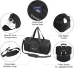 BALEINE Gym Bag for Women and Men, Small Duffel Bag for Sports, Gyms and Weekend Getaway, Waterproof Dufflebag with Shoe and Wet Clothes Compartments, Lightweight Carryon Gymbag (Black) - Image 4