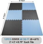 AIRHOP Upgraded 0.79" Extra Thick 48 Sq Ft High-Density Eva Foam Exercise Gym Mats, 12 Pcs Large Interlocking Puzzle Floor Tiles (24"x24") for Home Gym, Black&Blue - Image 7