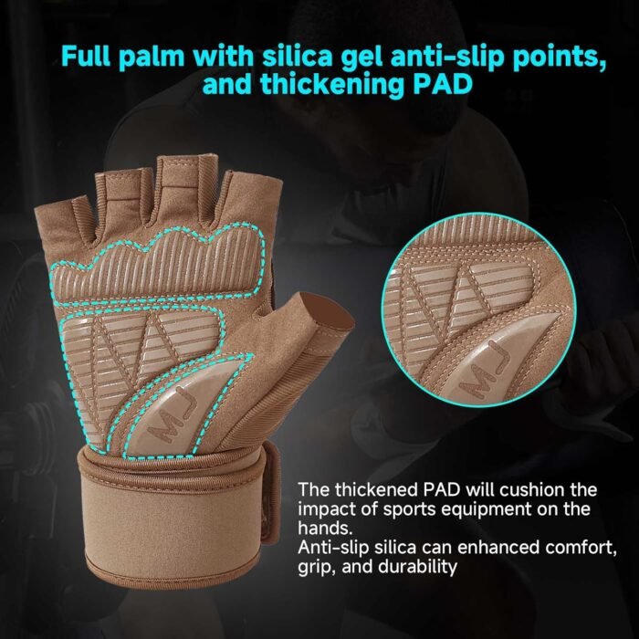 Mens Workout Gloves for Weight Lifting - Exercise Gloves for Men Women With Wrist Wrap Support, Palm Protection and Grips - Sport Daily Use - Image 5