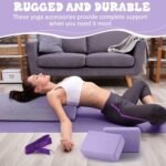 4 Pcs Yoga Bolster Pillows Blocks with Strap Set Comfortable Meditation Pillow for Restorative Non Slip Reusable Yoga Blocks for Balance, Pilates - Image 6