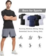 5 Pack Men’s Compression Shirts Short Sleeve Cool Dry Sports Athletic Workout Base Layer Undershirt T-Shirt Tops - Image 6