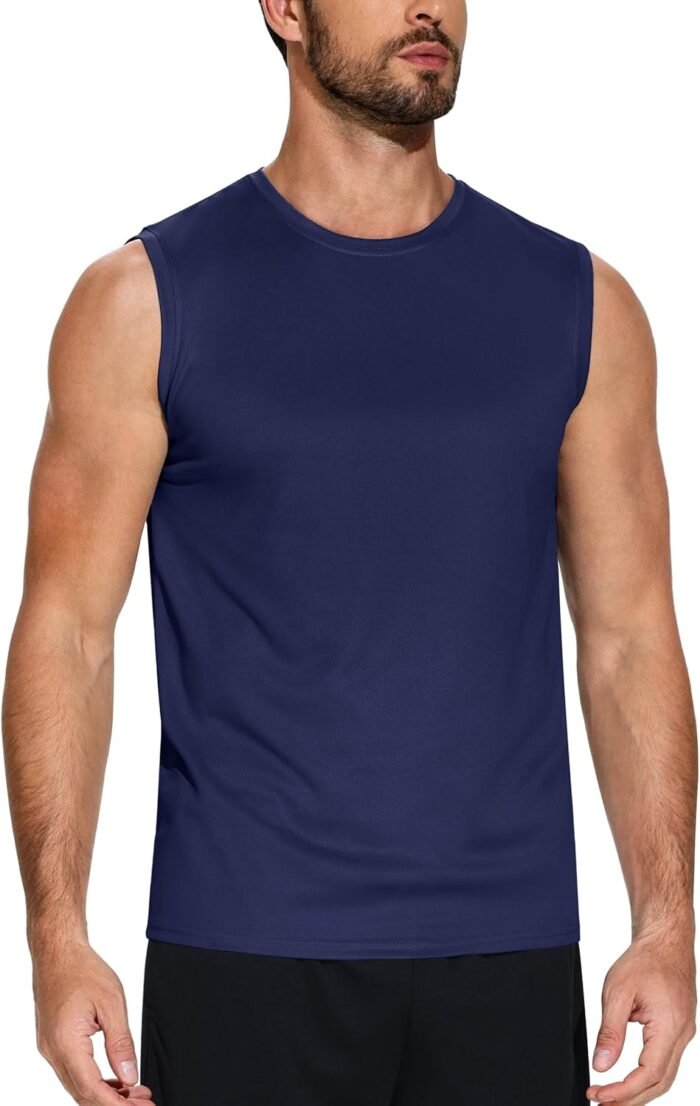 Men's 5 Pack Dry Fit Quick Dry Tech Performance Sleeveless T Shirts Mesh Workout Gym Muscle Running Tank Tops - Image 3