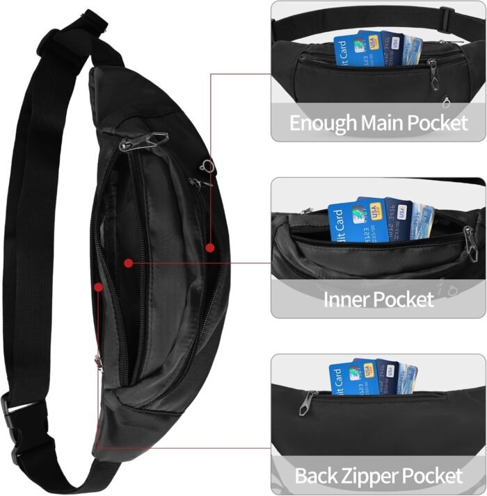 Fanny Pack For Women And Man Crossbody Bag Cross body Bag With Adjustable Strap For Travel Running Hiking Walking Workout Black - Image 6