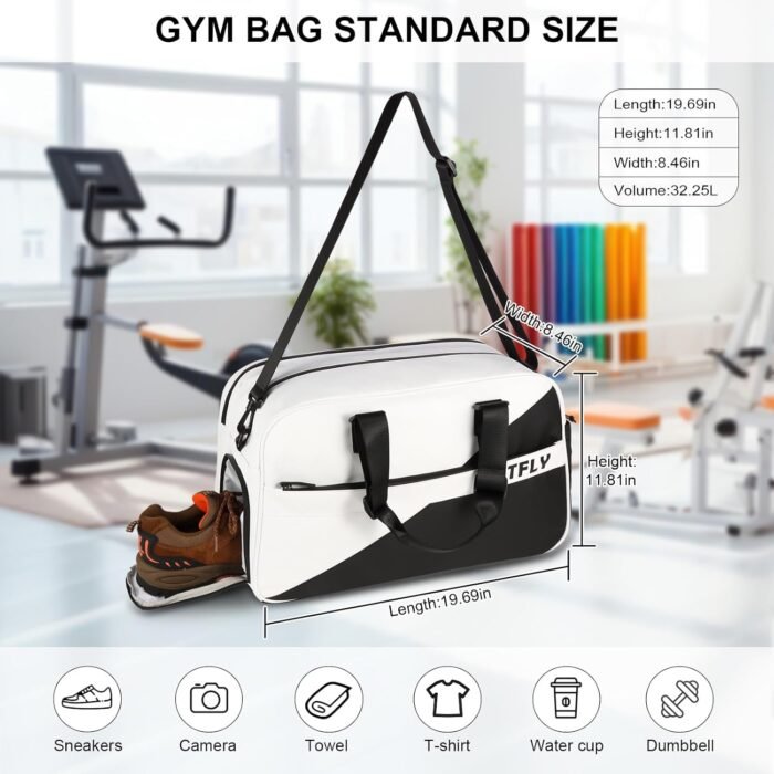 Gym Bag for Men and Women, Water-Resistant Duffel Bag with Dry-Wet Separation & Shoe Compartment, Workout Bag for Travel, Sports - Image 5