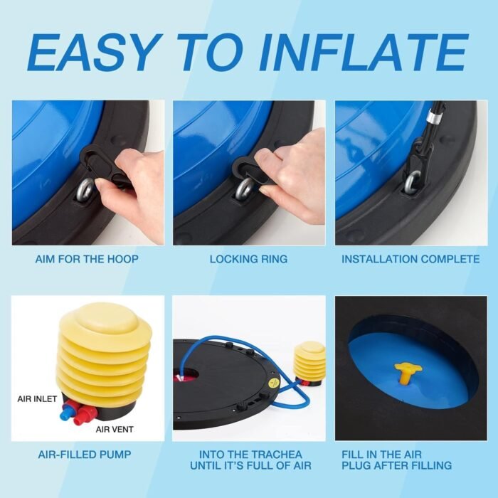 Half Balance Ball Trainer, Half Yoga Exercise Ball with Resistance Bands and Foot Pump, Balance Trainer for Stability Training, Strength Exercise Fitness, Home Gym Workout Equipment - Image 8