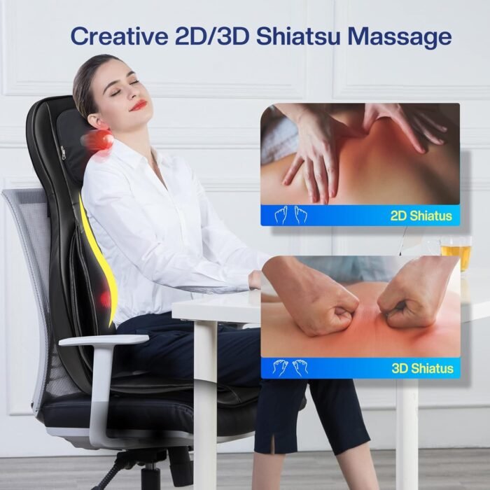 COMFIER Shiatsu Neck Back Massager with Heat,2D/3D Massage Chair Pad with App Control,Deep Tissue Kneading Massage Chair Pad with Compression,Chair Massager for Full Body,Gifts for Mom,Dad, Black - Image 5