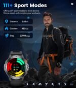 Military Smart Watches for Men(Answer/Make Calls) with LED Flashlight,530mAh Large Battery,1.43’’ AMOLED Fitness Tracker Heart Rate/SpO2/Sleep Monitor 5ATM Smartwatch for Android iOS,Silicone - Image 9