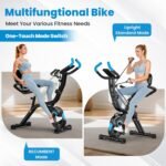 pooboo Foldable Exercise Bike, Multifunctional Indoor Stationary Bikes for Home with 8-Level Magnetic Resistance, Quiet Workout Bike with Arm Resistance Bands, LCD Monitor, 300LBS Capacity - Image 3