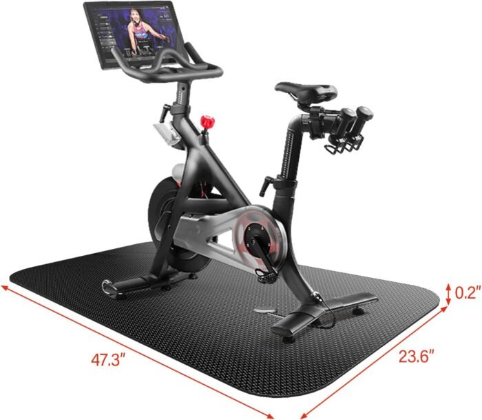 Bike Mat, Exercise Mat for Carpet & Hardwood Floors, Cushioned, Black - Image 3