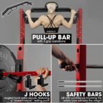 Mikolo Power Cage, Power Rack with LAT Pulldown, 1200 Pounds Capacity Workout Cage with More Training Attachments, Squat Rack for Home Gym, F4 Versions - Image 6