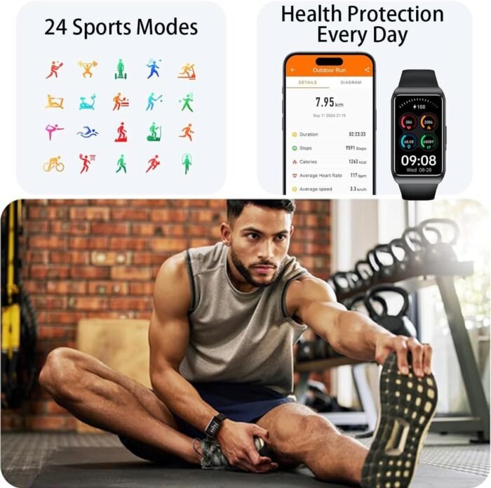 Fitness Tracker with 24/7 Heart Rate, Sleep Tracker 24 Sports Modes Activity Tracker Step Calorie Counter 1ATM Waterproof Smart Watch for Andriod iPhone Women Men (Black) - Image 3
