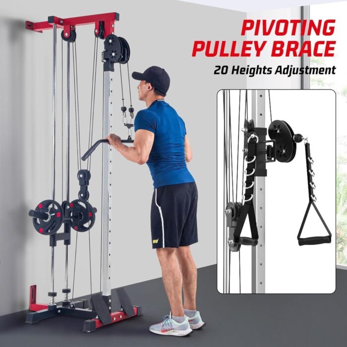 LAT Pull Down Machine - Wall-Mounted Cable Workout Machine 400Lbs Weight Capacity, Dual Pulley System, 20 Height Adjustments, Compact Home Gym Cable Machine for Full Body Workout - Image 5