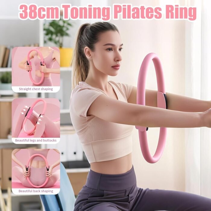 Pilates Essential Kit, Pilates Equipment for Home Workouts-with Stirrup Puller for Exercise & Toning Pilates Ring & Soft Yoga Ball & Myofascial Release Ball - Image 4