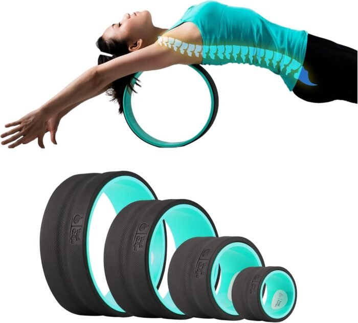 Back Roller Wheel- Foam Padded Back Stretcher Wheel with Center Spine Cradle-Back Pain & Stretching- Deep Tissue Massage Roller (Set of Four) - Image 2