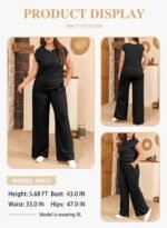 Eytino Womens Plus Size 2 Piece Tracksuit Outfit Casual Cap Sleeve Tops High Waist Pants Lounge Sets - Image 4