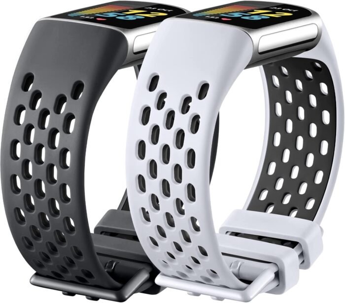 Maledan Sport Band Compatible for Fitbit Charge 5/Charge 6 Bands Women Men, Soft and Breathable Wrist Band Replacement Bracelet for Fitbit Charge 5/Charge 6 Bands Advanced Fitness Tracker Accessories - Image 2