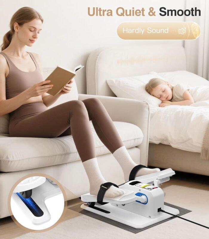 Under Desk Elliptical Machine,Ellipse Leg Exerciser Electric with Remoter,12 Manual Adjustable Speed and 3 Automatic Speed,Portable Seated Pedal Exerciser for Seniors,Adults,Home,Office - Image 3