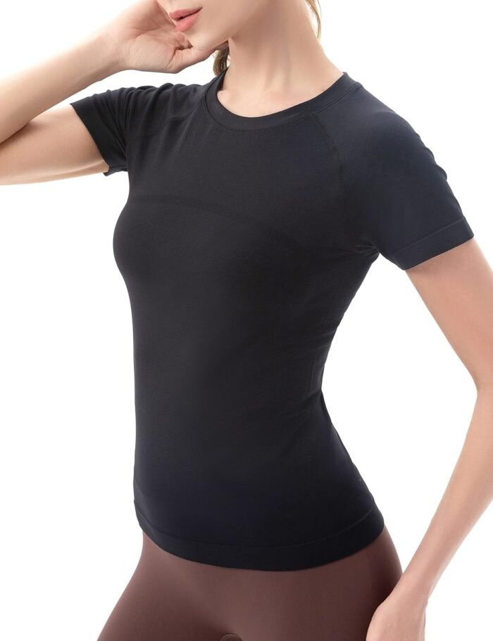 MathCat Workout Shirts for Women Short Sleeve Seamless Yoga Athletic Tees Sports Breathable Gym Athletic Tops - Image 3