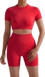 RXRXCOCO Hidden Scrunch Butt Workout Sets for Women 2 Piece Crop Tops Seamless Booty Shorts Matching Gym Yoga Outfits - Image 3