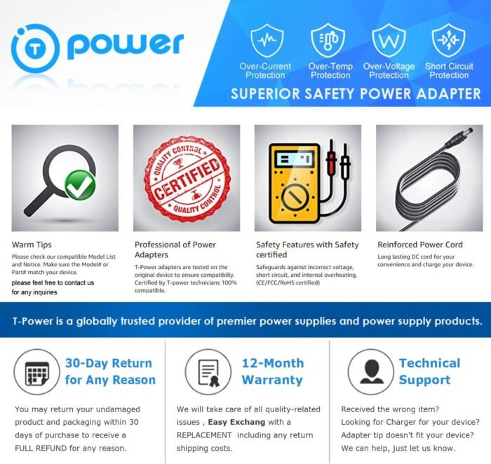 T POWER 15V Charger for Theragun Prime, Theragun Mini G4 Mini-PKG-US Percussive Massager Muscle Gun Stimulator Deep Tissue Massage Gun Ac Dc Adapter Power Supply - Image 5