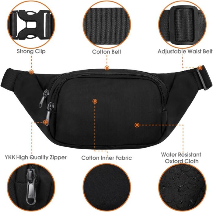 Large Fanny Pack for Women Men - Syican Waist bag with 3-Zipper Pockets, Gifts for Enjoy Sports Traveling Workout Casual Hands-Free crossbody bags Fits MAX 7.9'' iPad & 6.6'' Phone - Image 7