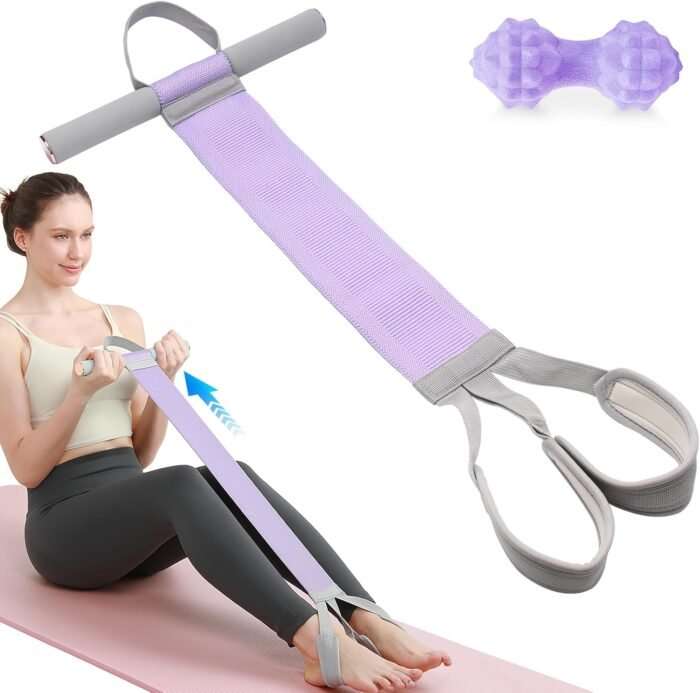 Fabric Resistance Band with Handles & 2 Foot Loops - 120lb Exercise Band for Home Workout, Yoga & Full-Body Training, Leg Arm Chest Wrist - Portable Home Fitness Tools for Women - Image 2