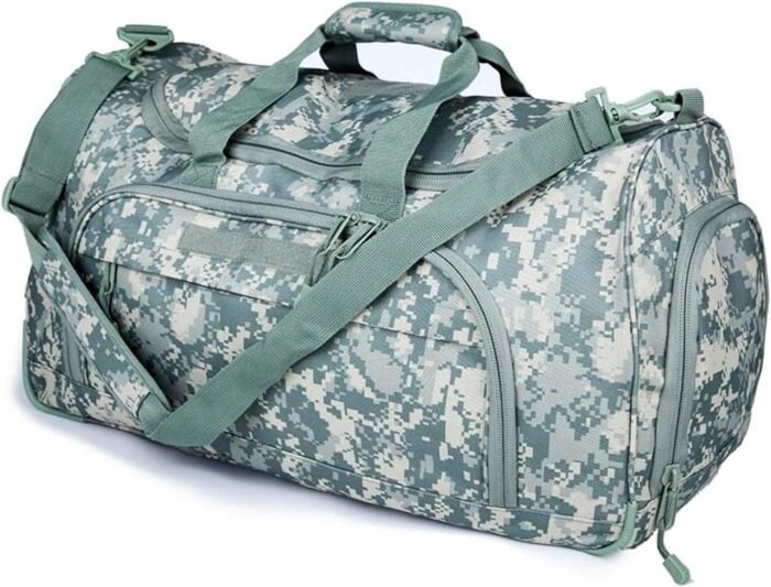 Gym Bag for Women & Men Tactical Duffle Military Weekender Work Out Lightweight Waterproof Sports Tote Shoe Pocket ACU - Image 7