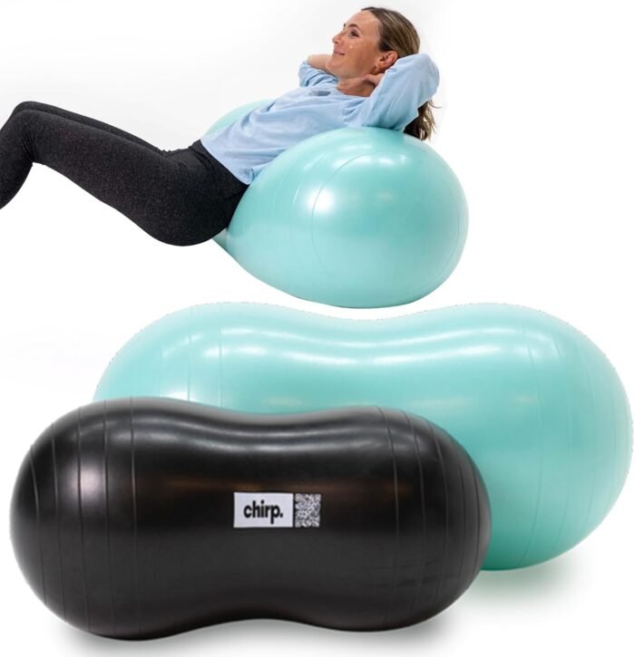 Chirp Cloud Peanut Mobility Ball for The Back, Physical Therapy Massager for Adults, Exercise Balance Ball, Sensory Therapy Toys for Autism & ADHD - 2 Pack (Mint 100x50cm, Black 60x30cm - Image 2
