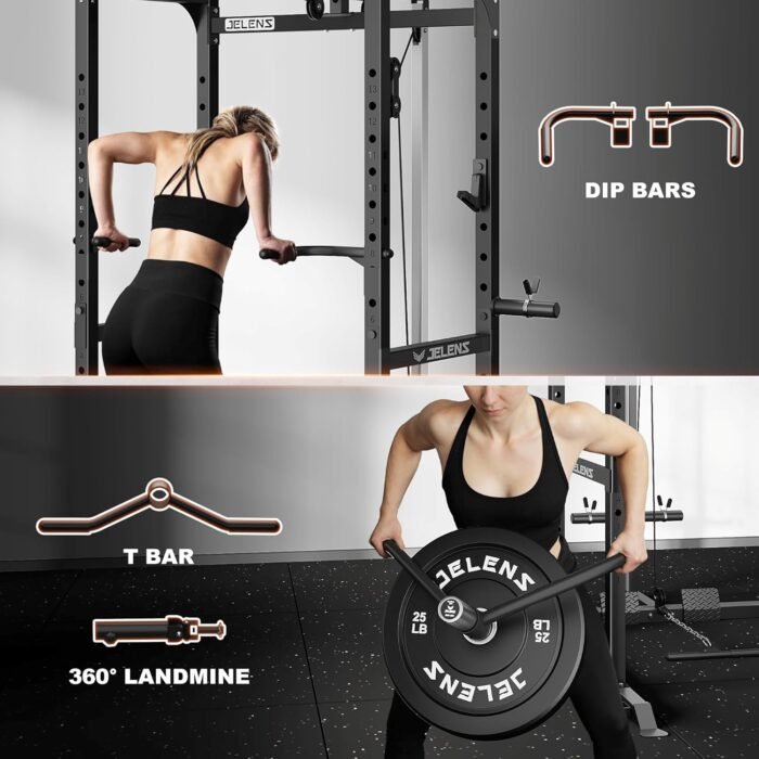 S21 Power Cage, Multi-Function Power Rack with Adjustable Cable Crossover System, 2000LBS Squat Rack for Home Gym with More Training Attachments - Image 4